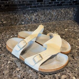 Birki's by Birkenstock Women's EU 38 US 7 Leather Footbed Shoes Blue Striped